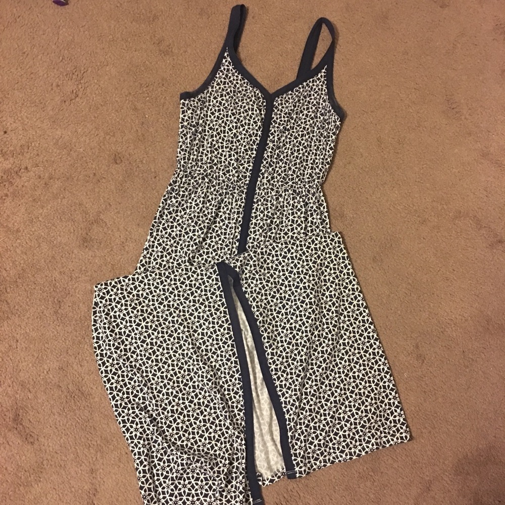 Navy and white maxi dress